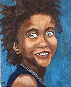 Jeune fille afro-américaine / acrylique / toile coton sur châssis / 55 €