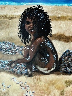 Enfant pêcheur / peinture acrylique / toile coton sur châssis / 90 €