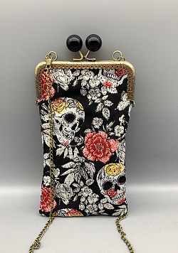 Petit sac pour téléphone portable avec fermoir métallique et chaîne