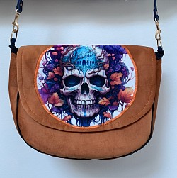 Sac bandoulière en suédine et velours