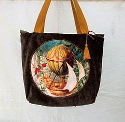 Sac cabas en velours avec une application en velours lisse