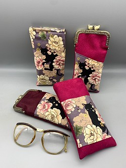 Étuis à lunettes en suédine et coton japonais / doublés avec ouatine