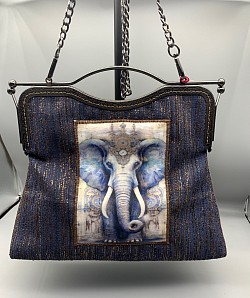 Grand sac fermoir avec application en velours