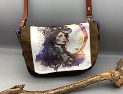 Sac bandoulière en suédine et velours