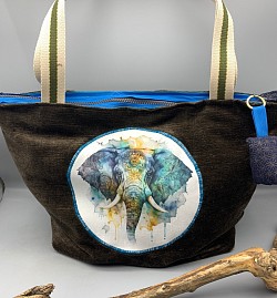 Sac Cabas en velours avec une application en velours lisse