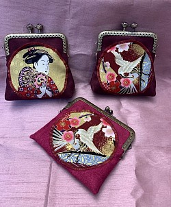 Portes monnaies en suédine et coton japonais