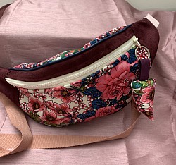 Sac banane en suédine et velours lisse / petite poche zippée au dos