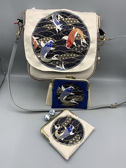 sac et portes monnaies en suedine et coton japonais
