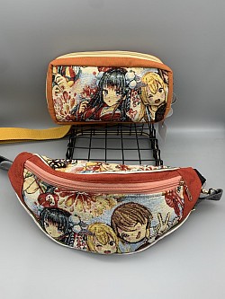Sacs bananes en tissu jacquard japonais et suedine